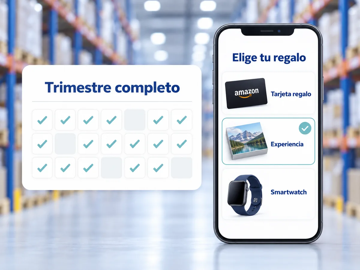 Trimestre completo de asistencia y portal de canje en el móvil para elegir entre tarjeta regalo, experiencia o smartwatch