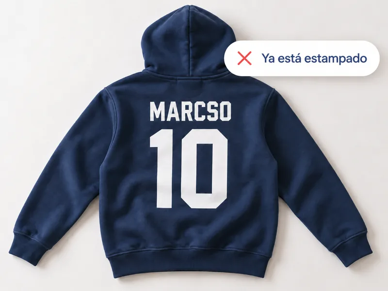 Sudadera con el nombre mal estampado