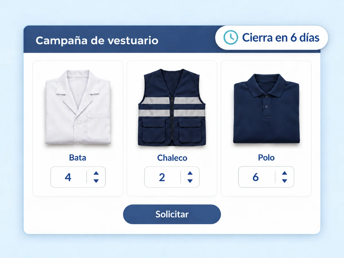 Campaña de vestuario con cuenta atrás y cantidades por prenda
